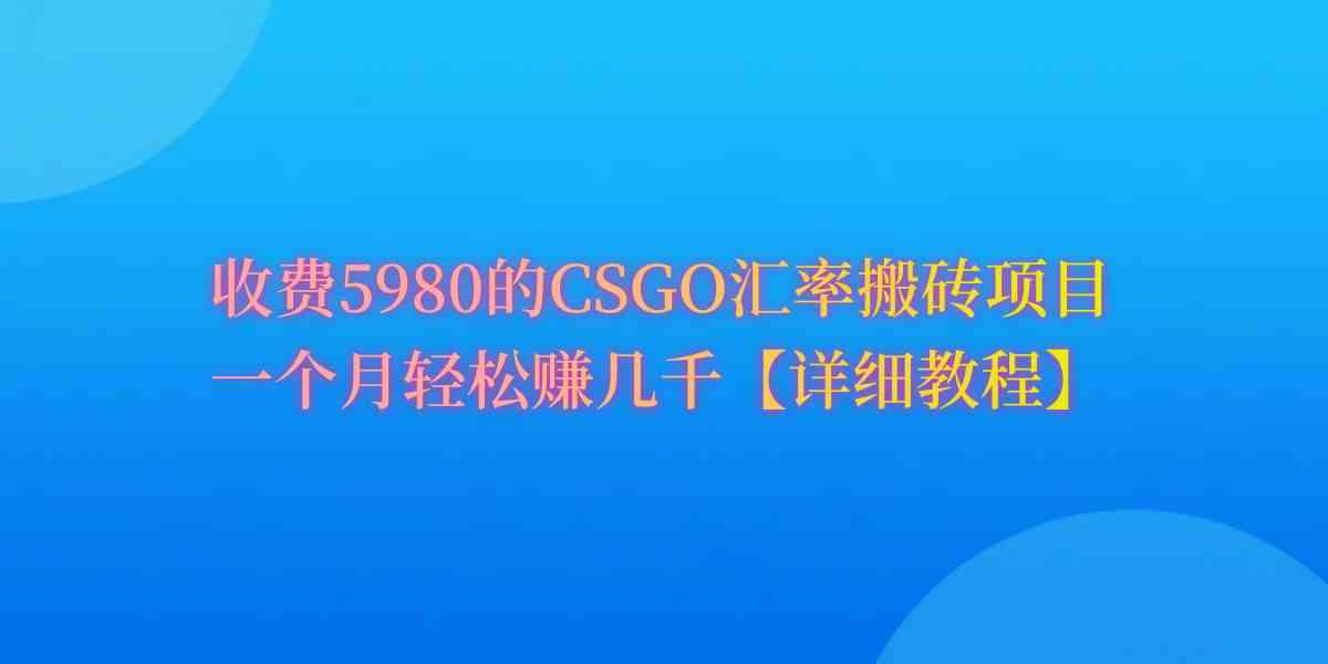 （9776期）CSGO装备搬砖，月综合收益率高达60%，你也可以！-小才子资源