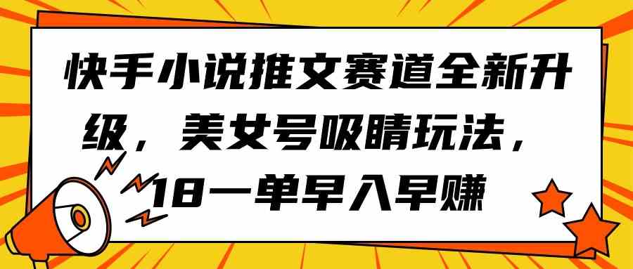 （9776期）快手小说推文赛道全新升级，美女号吸睛玩法，18一单早入早赚-小才子资源