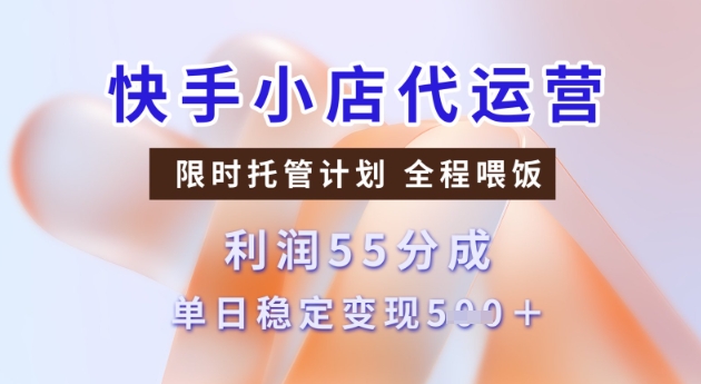快手小店代运营3.0，模式新升级，收益55分，稳定单日5张【揭秘】-小才子资源
