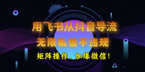 用飞书从抖音导流，无限私信不违规，抖音截流创业粉-小才子资源