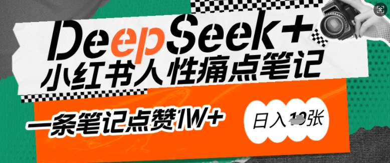 AI赋能小红书爆款秘籍：用DeepSeek轻松抓人性痛点，小白也能写出点赞破万的吸金笔记，日入多张-小才子资源