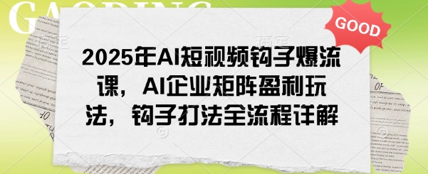 2025年AI短视频钩子爆流课，AI企业矩阵盈利玩法，钩子打法全流程详解-小才子资源