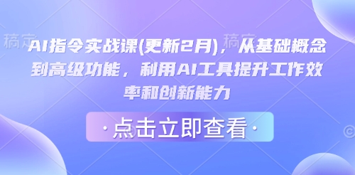 AI指令实战课(更新2月)，从基础概念到高级功能，利用AI工具提升工作效率和创新能力-小才子资源