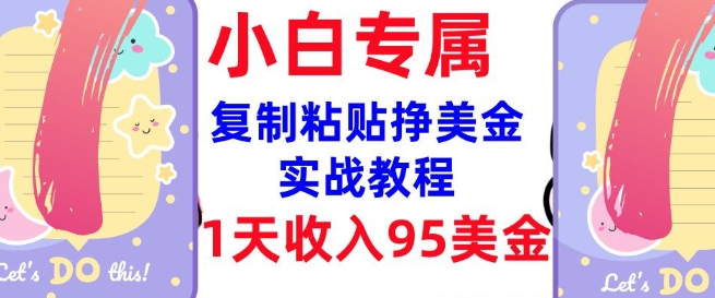 复制粘贴挣美金，0门槛，1天收入95美刀，3分钟学会，内部教程(首次公开)-小才子资源