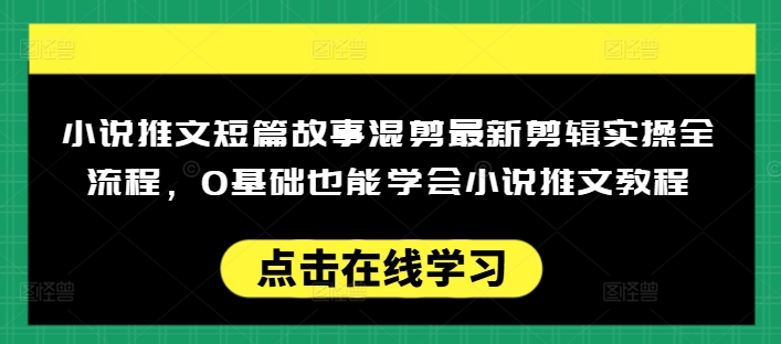 小说推文短篇故事混剪最新剪辑实操全流程，0基础也能学会小说推文教程，肯干多发日入多张-小才子资源