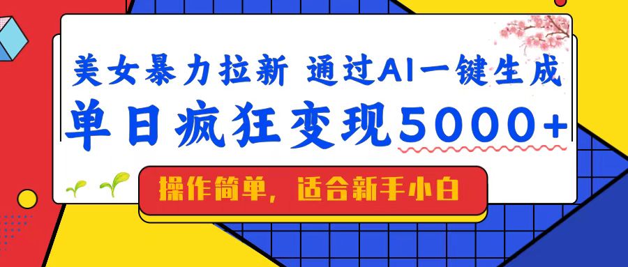 （14347期）美女暴力拉新，通过AI一键生成，单日疯狂变现5000+，纯小白一学就会！-小才子资源