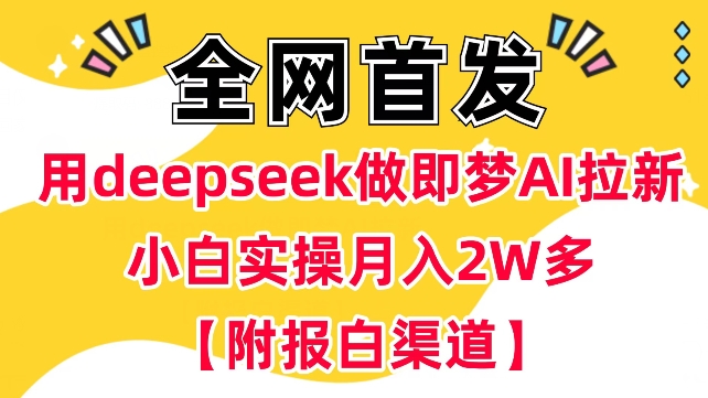 用deepseek做即梦Ai拉新 小白实操月入过W+【附报白渠道】-小才子资源