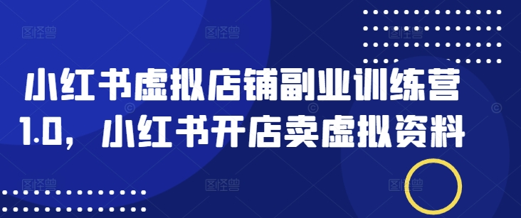 小红书虚拟店铺副业训练营1.0，小红书开店卖虚拟资料-小才子资源